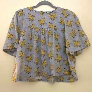 3‎ for $25! Happy Nature floral blue cropped top, size xs